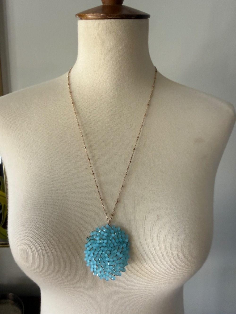Anthropologie Delicate Blue Pendant Long Necklace